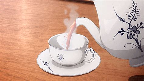 hot tea gif|anime tea gif.